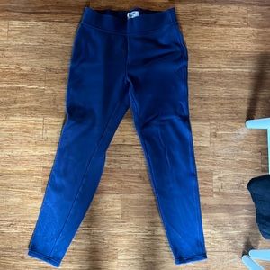 Lands End Navy Blue Fleece Leggings Medium